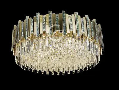Đèn ốp trần tân cổ điển nhôm màu mạ vàng, Ø63 cm