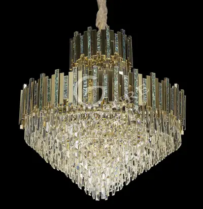 Đèn chùm tân cổ điển nhôm màu mạ vàng, Ø93 cm