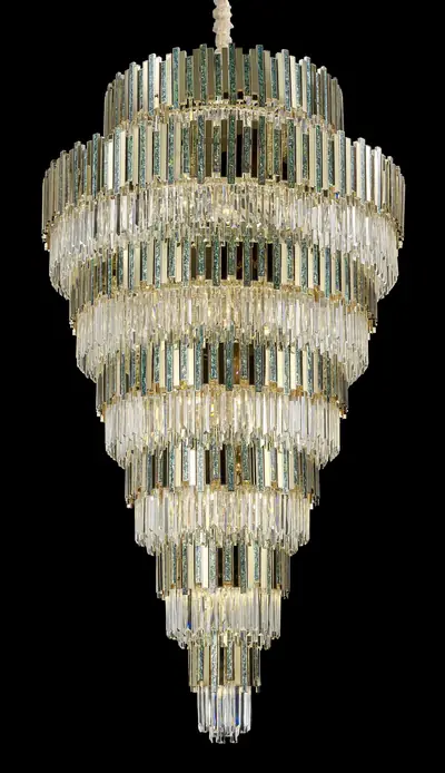 Đèn chùm tân cổ điển nhôm màu mạ vàng, Ø135 cm
