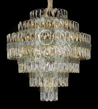Đèn chùm tân cổ điển nhôm màu mạ vàng, Ø122 cm