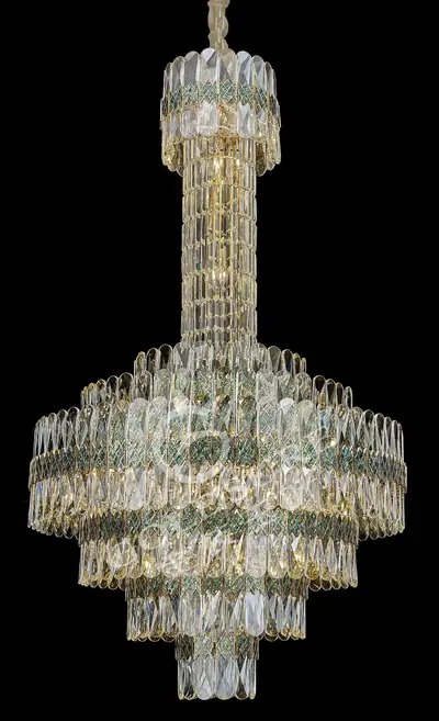 Đèn chùm tân cổ điển nhôm màu mạ vàng, Ø122 cm