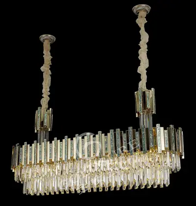 Đèn chùm tân cổ điển nhôm màu mạ vàng (dáng oval)