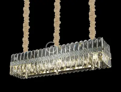 Đèn chùm tân cổ điển nhôm màu mạ vàng, Ø146 cm (dáng oval)