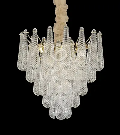 Đèn chùm tân cổ điển nhôm màu vàng Hàn Quốc, Ø60 cm