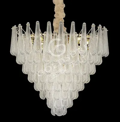 Đèn chùm tân cổ điển nhôm màu vàng Hàn Quốc, Ø95 cm