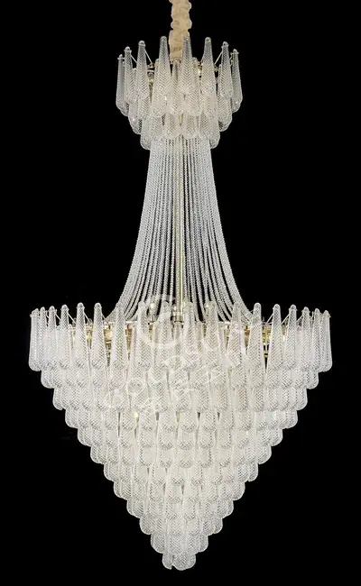 Đèn chùm tân cổ điển nhôm màu vàng Hàn Quốc, Ø136 cm