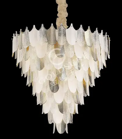Đèn chùm tân cổ điển nhôm màu vàng Hàn Quốc, Ø105 cm