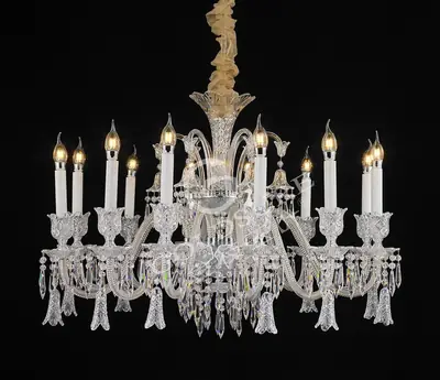 Đèn chùm tân cổ điển pha lê màu crom, 12 bóng, Ø94 cm