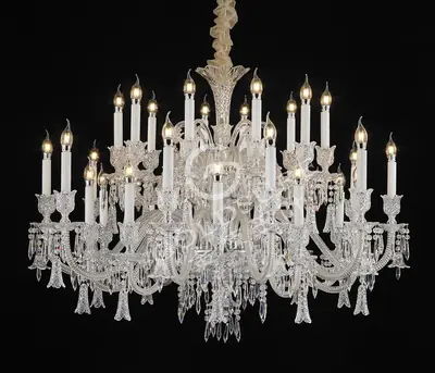 Đèn chùm tân cổ điển pha lê màu crom, 30 bóng, Ø120 cm