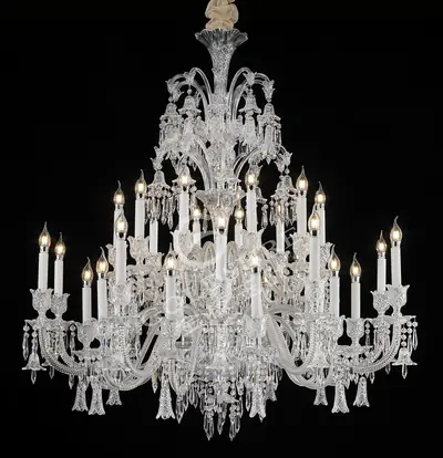 Đèn chùm tân cổ điển pha lê màu crom, 30 bóng, Ø120 cm