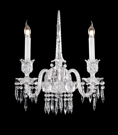 Đèn tường tân cổ điển pha lê màu crom, 2 bóng, Ø42 cm