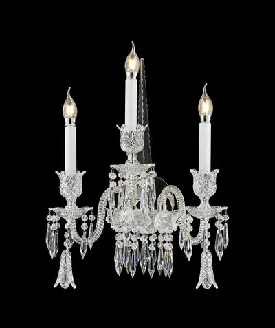 Đèn tường tân cổ điển pha lê màu crom, 3 bóng