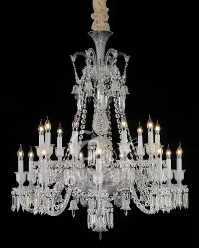 Đèn chùm tân cổ điển pha lê màu crom, 18 bóng, Ø102 cm