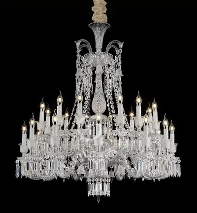 Đèn chùm tân cổ điển pha lê màu crom, 24 bóng, Ø108 cm