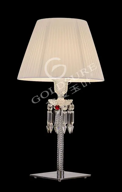 Đèn bàn tân cổ điển pha lê màu crom, Ø35 cm