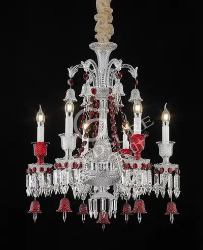 Đèn chùm tân cổ điển pha lê màu crom, 6 bóng, Ø62 cm