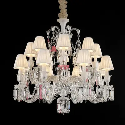 Đèn chùm tân cổ điển pha lê màu crom, 16 bóng, Ø93 cm