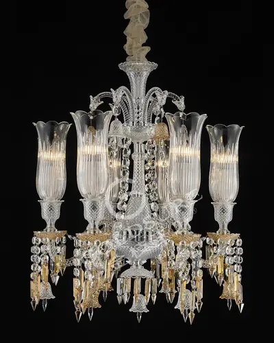 Đèn chùm tân cổ điển pha lê màu crom, 6 bóng, Ø62 cm