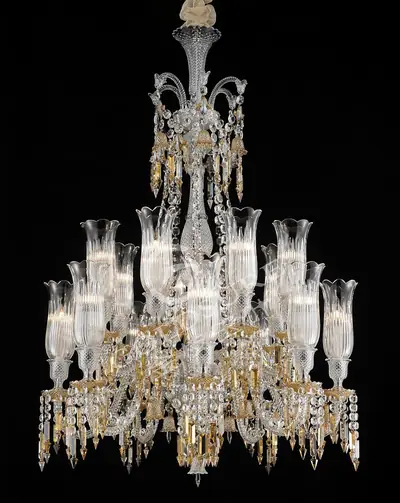 Đèn chùm tân cổ điển pha lê màu crom, 16 bóng, Ø93 cm