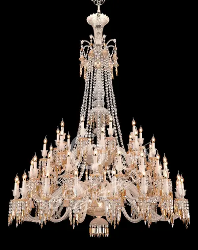 Đèn chùm tân cổ điển pha lê màu crom, 60 bóng, Ø180 cm