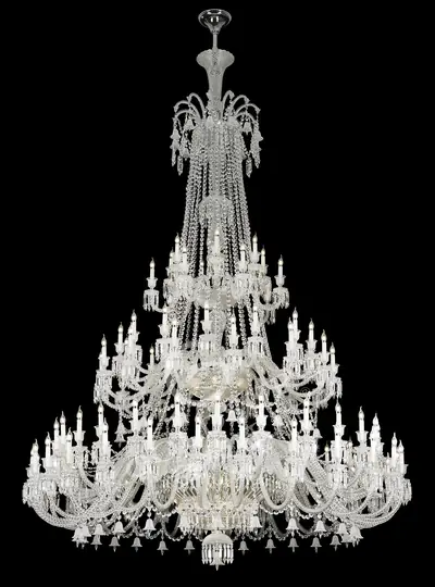 Đèn chùm tân cổ điển pha lê màu crom, Ø250 cm