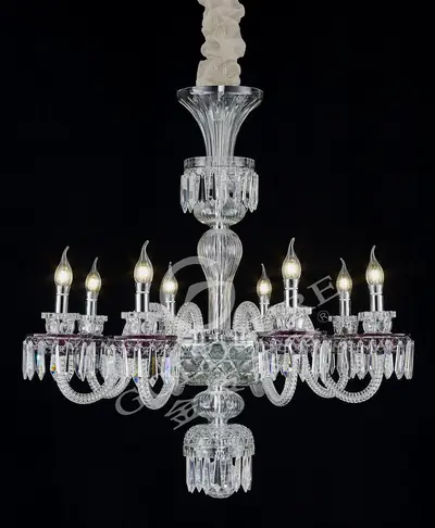 Đèn chùm tân cổ điển pha lê màu crom, 8 bóng, Ø82 cm (tím)