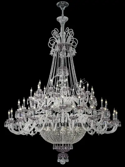 Đèn chùm tân cổ điển pha lê màu crom, 60 bóng, Ø210 cm (tím)