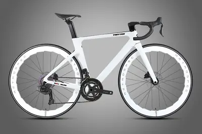 Xe đạp đua khí động học khung carbon chuyển số điện tử 24/26 tốc độ, phanh đĩa, vành carbon, ghi đông liền carbon