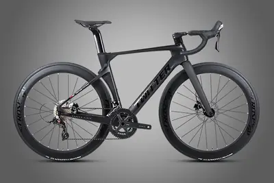 Xe đạp đua khí động học khung carbon 24 tốc độ, phanh đĩa, vành carbon, ghi đông liền carbon