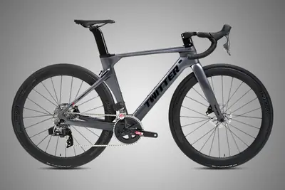 Xe đạp đua khí động học khung carbon chuyển số điện tử 24 tốc độ, phanh đĩa