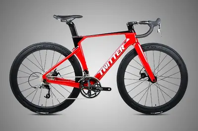 Xe đạp đua khí động học khung carbon 22/24 tốc độ, phanh đĩa, vành carbon, ghi đông liền carbon