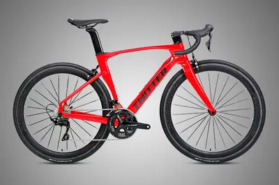 Xe đạp đua khí động học khung carbon 22 tốc độ, phanh vành, vành carbon, ghi đông liền carbon