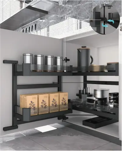 Giá góc liên động tủ dưới 2 tầng
