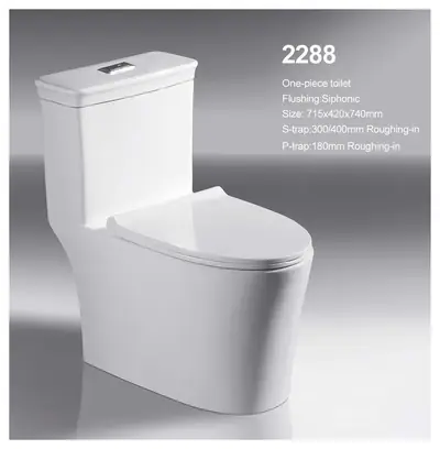 Bồn cầu một khối xả xoáy siphon, 71.5 × 42 × 74 cm