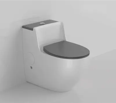 Bồn cầu một khối xả thẳng men trắng nắp xám