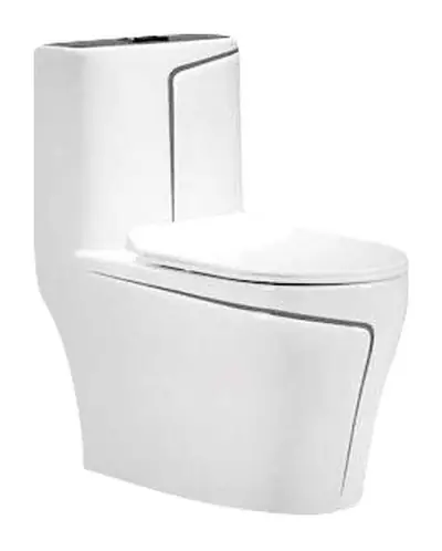 Bộ bồn cầu một khối và chậu rửa chân đứng liền khối men trắng chỉ đen – ảnh 2