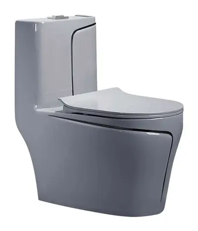 Bộ bồn cầu một khối và chậu rửa chân đứng liền khối men xám chỉ đen – ảnh 2