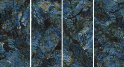 Đá nung kết vân phỉ thúy xanh dương, 120 × 278 cm, dày 9 mm