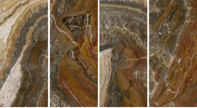 Đá nung kết vân ngọc mã não Vàng Chảy, 120 × 278 cm, dày 9 mm