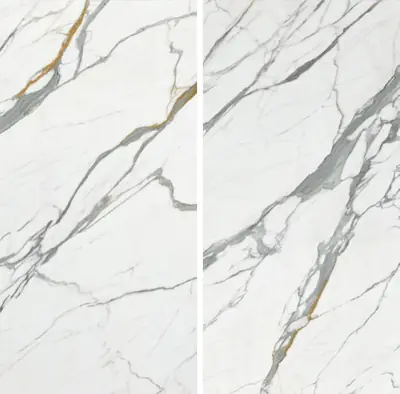 Đá nung kết vân Calacatta trắng, 160 × 320 cm, dày 12 mm