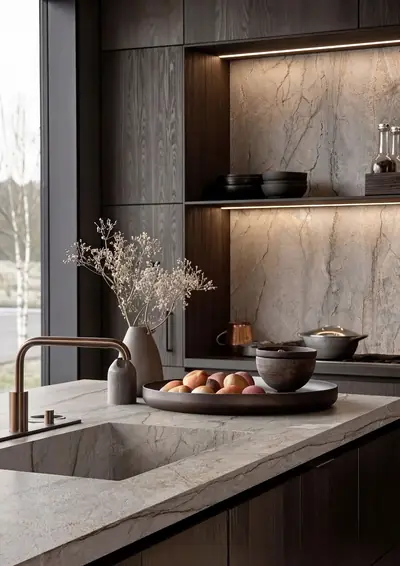Đá nung kết vân đá nâu xám Siena, bộ sưu tập 2026 – ảnh 4